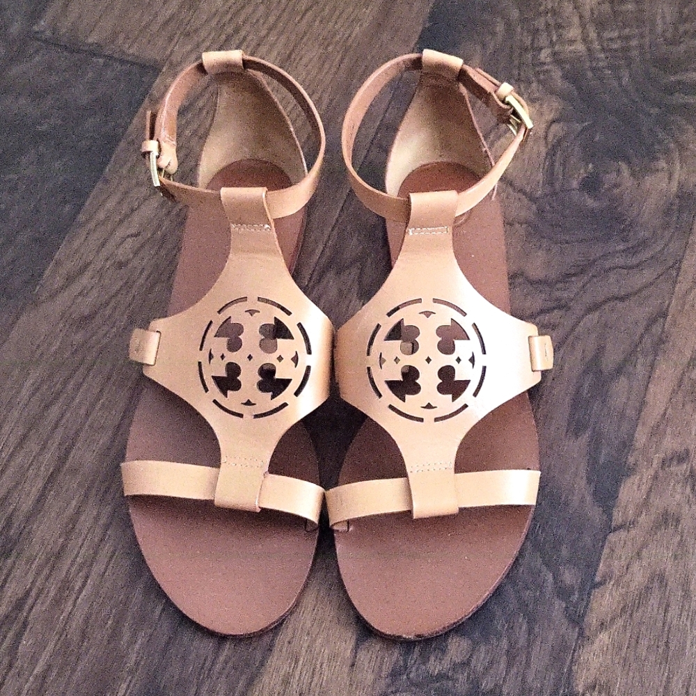 Tory Burch Zoey Leather Logo Sandal Size 8M